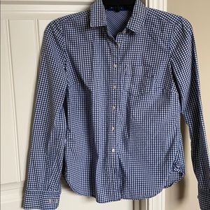 Blue gingham button down.